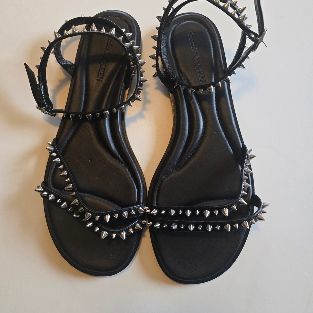 Alexander McQueen Black and Silver Studded Sandals
